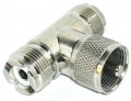 UHF Female / Male / Female Tee Coaxial Adapter Connector