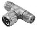 Mini-UHF Tee Female-Male-Female Coaxial Adapter Connector